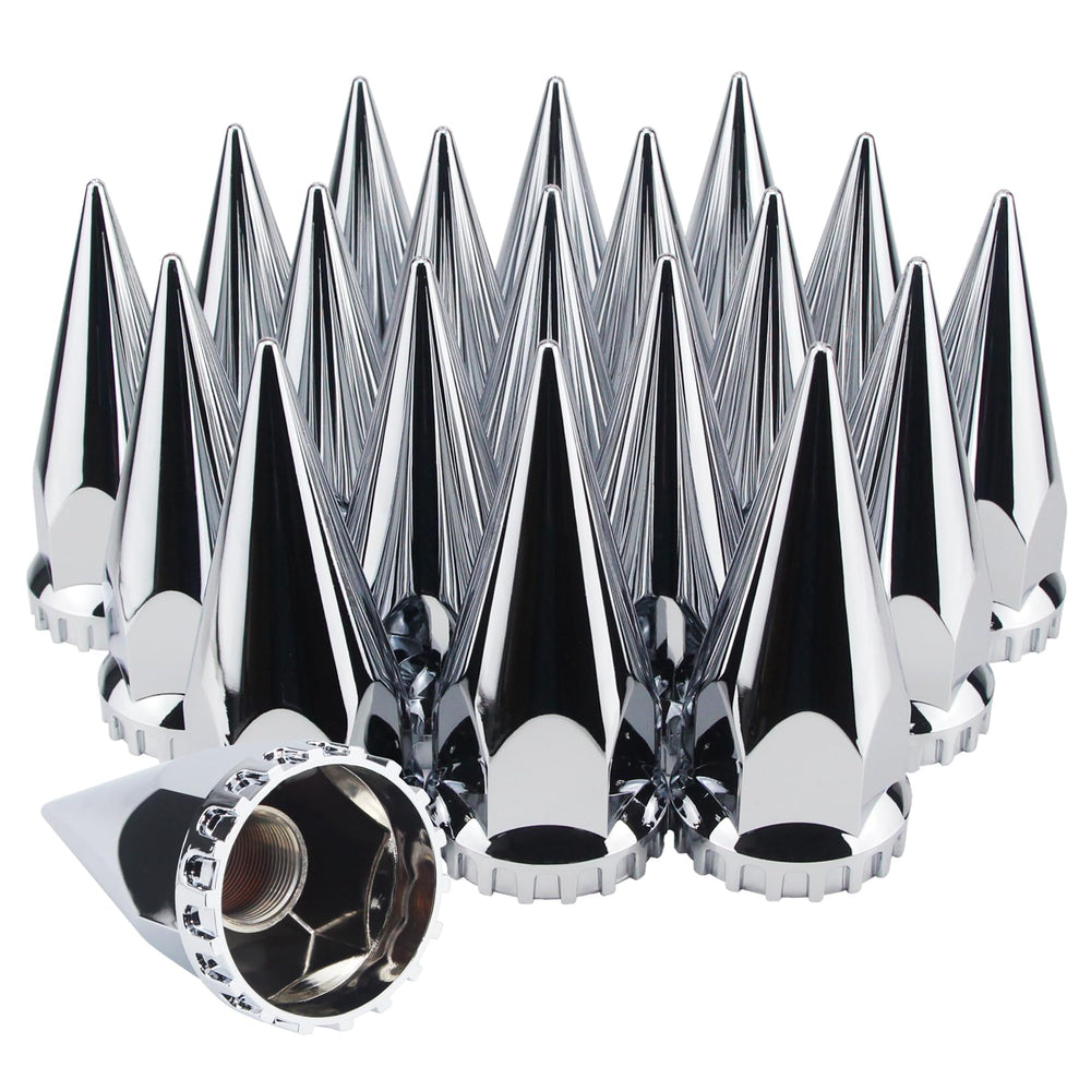 GREPSPUD front view of spike lug nut covers showing bold chrome style and curb appeal