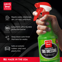 Griot's Garage applied to tire sidewall restoring deep black finish