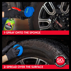 Griot's Garage before and after tires showing improved satin look