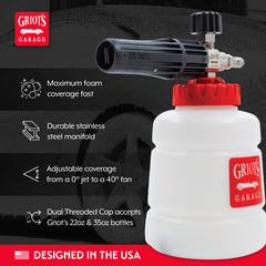 Griot's Garage Auto-Mix bottle attachment showing easy concentrate use and no-mess mixing benefit