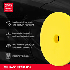 Griot's Garage pad in use with an orbital polisher delivering smoother, controlled polishing