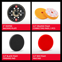 Griot's Garage red wax pad spreading wax evenly for consistent shine and easy buffing
