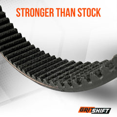 GritShift belt tooth profile close-up highlighting secure power transfer