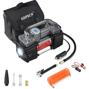 GSPSCN front view of portable 12V inflator showing compact design and fast inflation