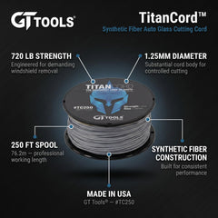 GT Tools Titan Cord cutting in use on windshield showing smooth removal benefit