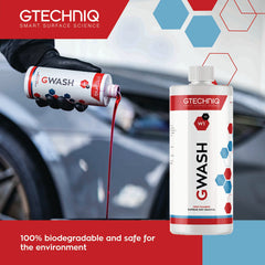 Gtechniq bottle being poured into bucket demonstrating easy dilution and precise dosing benefit