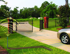 GTO FM130 mounted on driveway post demonstrating stable DIY installation