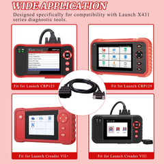 gtpartes connector plugged into Launch scanner enabling stable diagnostics