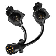 Gubrdfrsod front view showing dual 7-way female sockets and male plug, simplifies dual towing