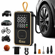 Guile front view of portable inflator showing slim design and ports, reliable compact power