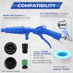 Gulfmew stepped nozzle close-up showing multiple hose fit benefit