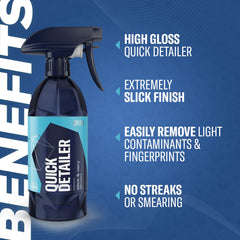 Gyeon spray action being applied to car panel for quick shine