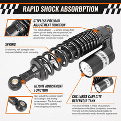 GZYF rear shock spring detail showing adjustable preload for tailored comfort