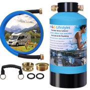 H&G lifestyles front view of portable RV softener showing compact benefit