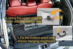 Hacyikee cargo net installed as a barrier mode securing items at tailgate