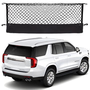 Hacyikee front view of cargo net showing complete packaged product and fit benefits