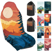 Hahafelt front view of two Sunset towel covers showing colorful protection
