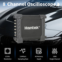 Hantek 1008C eight analog input sockets highlighting multi-signal comparison capability