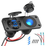 Hapytrip front panel showing ports and socket, organizes charging in vehicles
