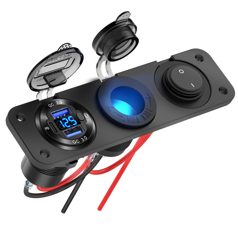 Hapytrip front panel overview showing ports and switches for convenient charging