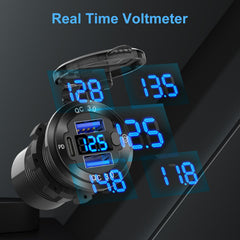 Hapytrip voltmeter display lit, providing clear battery voltage monitoring