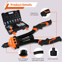 HARDELL close-up of mandrel and quick-change head demonstrating fast swaps and convenience