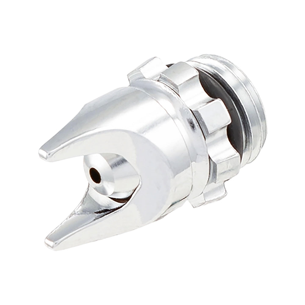 Harder & Steenbeck fineline aircap front view showing precise 0.45mm tip and fit
