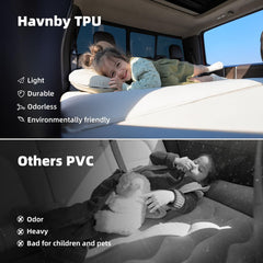 Havnby setup in truck in use with passenger seat moved forward for length