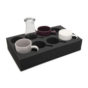 HAWETICO front view of foam organizer showing eight cushioned slots and compact design benefit