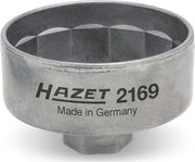 Hazet 2169 front view showing 74.4mm profile and secure fit