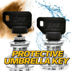HD Switch umbrella key close-up showing water protection benefit