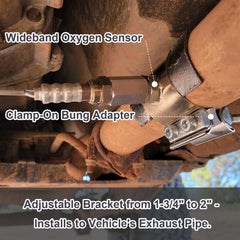 HEBRAR clamp mounted on exhaust pipe in-situ showing no-weld fit and easy removal benefit