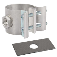 HEBRAR clamp-on bung front view showing corrosion-resistant finish and secure fit benefit