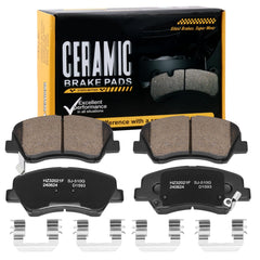 HECHENQICHE front pads package view showing ready-to-install kit benefit quieter braking