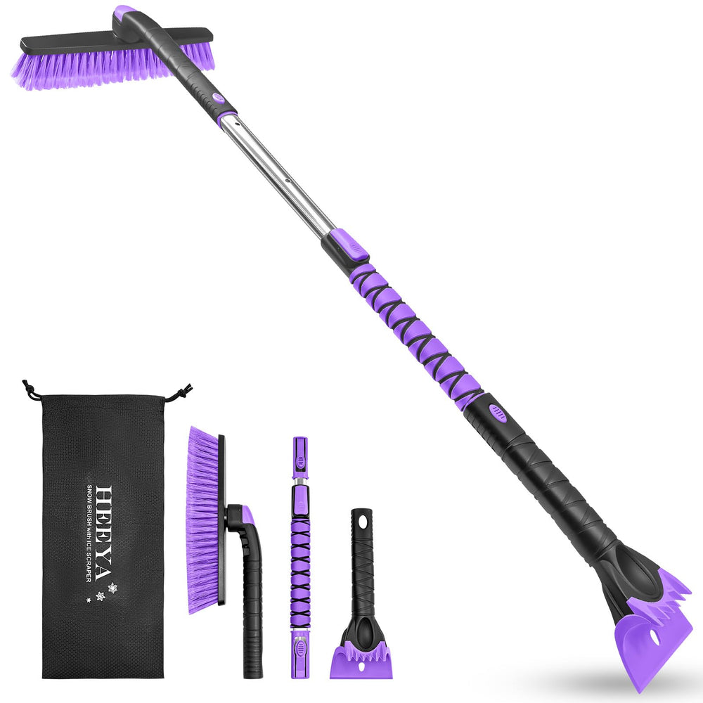 HEEYA front view of 48-inch snow brush showing full tool and benefit of long reach