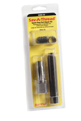 Helicoil kit front view showing components and permanent spark plug hole repair benefit