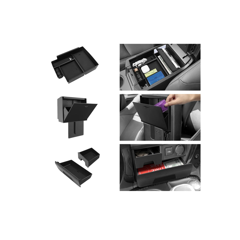 Hellet front console overview showing neat organized storage and easy access