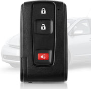 HelloAuto front view of silver-logo Prius key fob showing clear buttons and fit