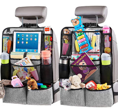 Helteko front view showing organizer protecting seat back and neat storage
