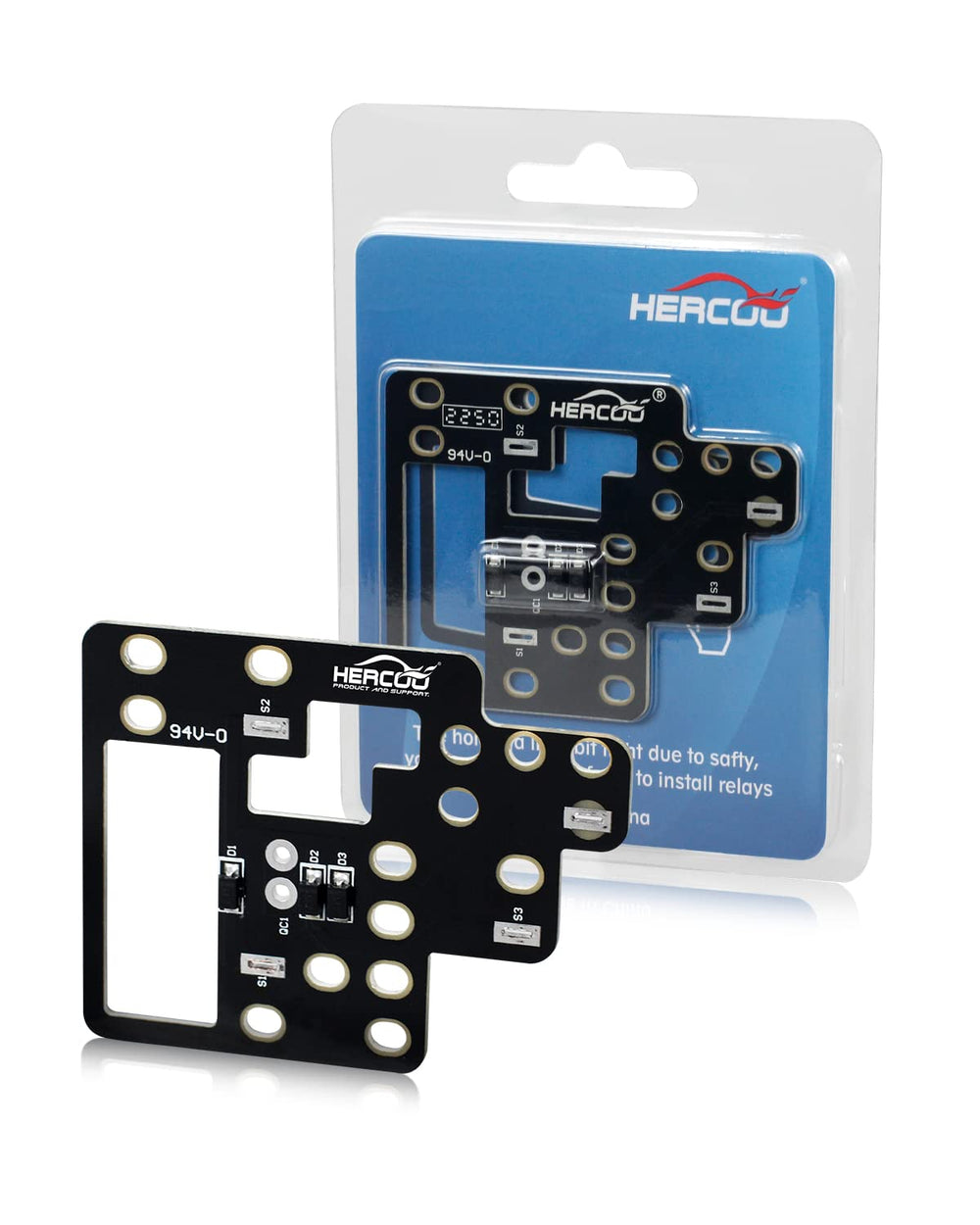 HERCOO front module overview showing compact board and relay positions for easy install benefit