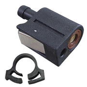 Heurofosh front view connector showing clip-on design and secure fit benefit