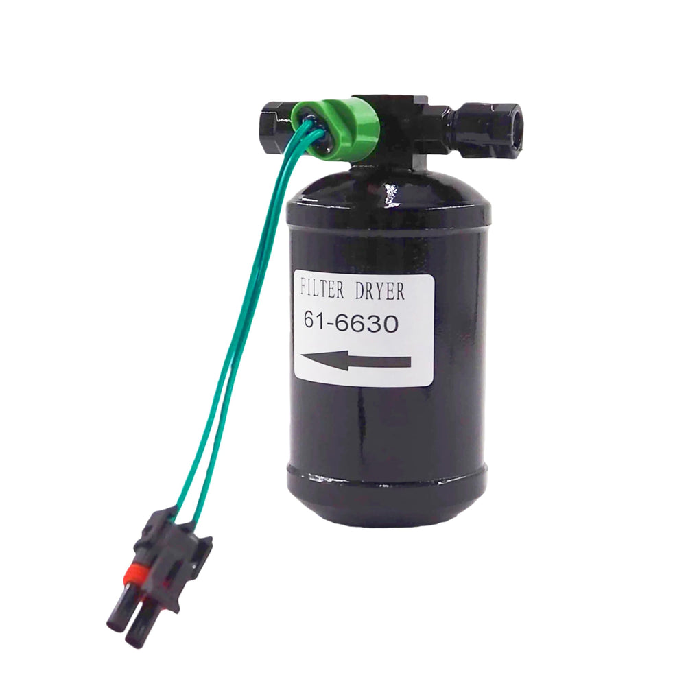 HFQTZSSL front view of receiver drier showing ports and switch for reliable service
