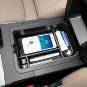 HGWEI front view of console organizer showing neat double-layer storage