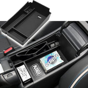 HGWEI front view of console tray showing neat compartments and quick access