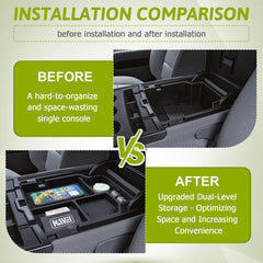 HGWEI side profile demonstrating snug fit inside factory console tray