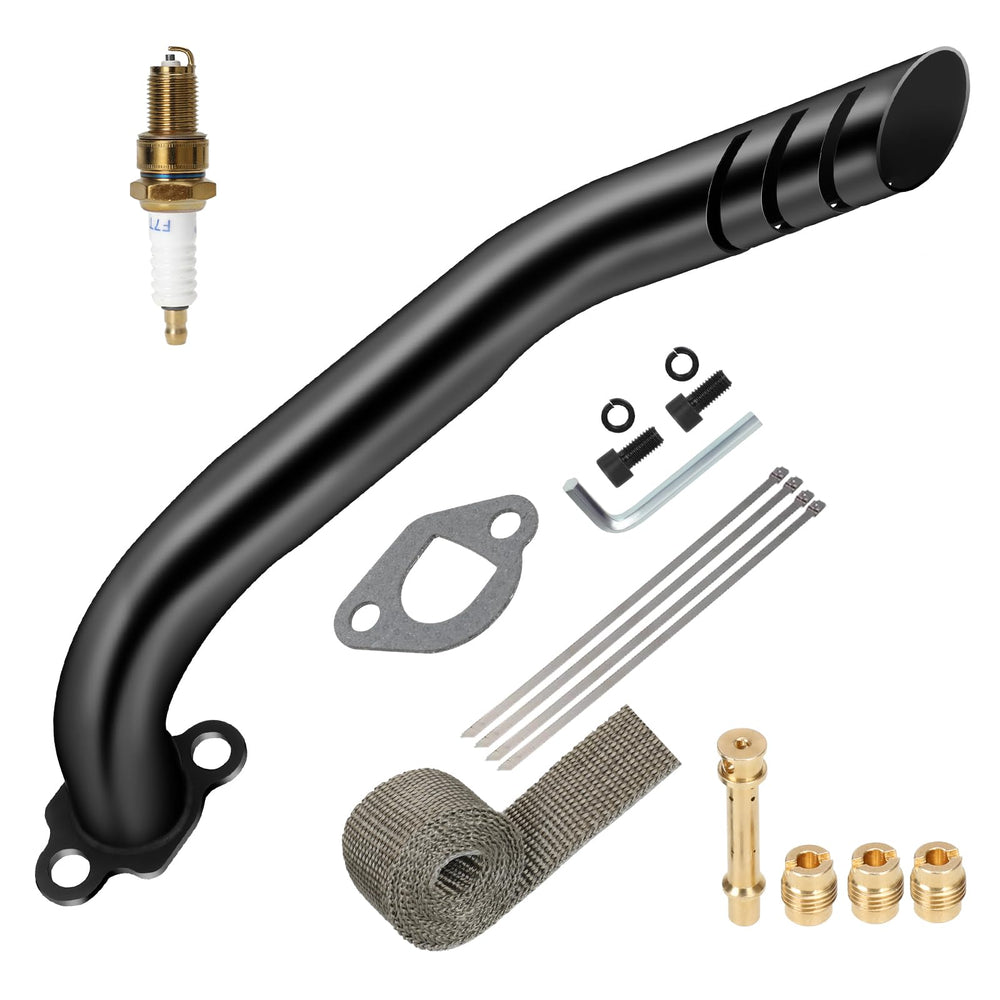 HIAORS exhaust front view showing pipe and fitments for easy install benefit