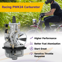 HIAORS PWK 24mm side profile highlighting throttle linkage and compact design for responsiveness