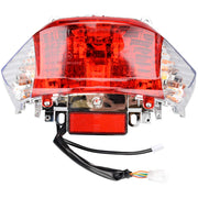 HIAORS front view of tail light assembly showing mounting fit and clear red lens for reliable visibility