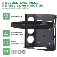 Hicarer bracket mounted in truck bed keeping 5 lb tank stable on rough roads
