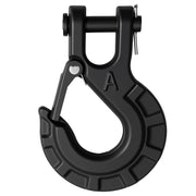 High-PQ front view of winch hook showing robust forged body and clevis eye, dependable strength